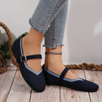 Flat Flying Woven Square Toe Low-cut Shoes