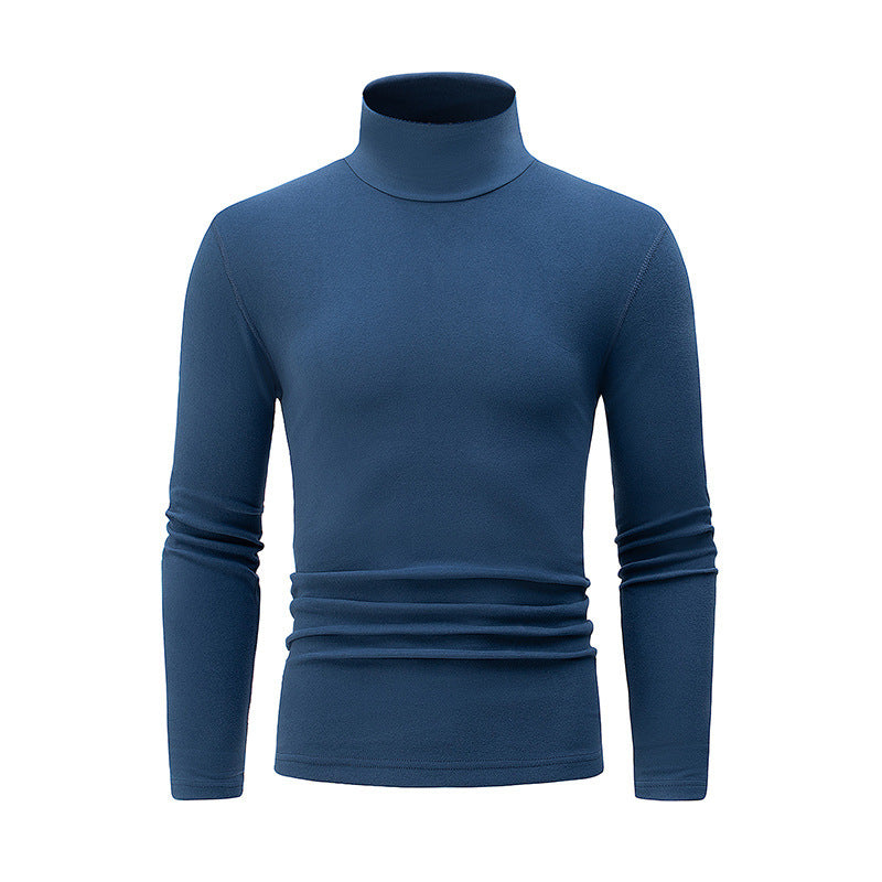 Autumn And Winter Men's Solid Color Versatile High-neck Base Layer Casual Fleece Top