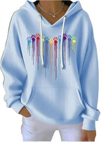 Striped Fabric Digital Printed Hooded Long Sleeve Women's Sweater