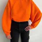 New Round Neck Stitching Long-sleeved Pure Sweater For Women