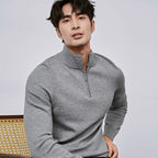 Men's Half Zipper Pullover Long Sleeve Sweater