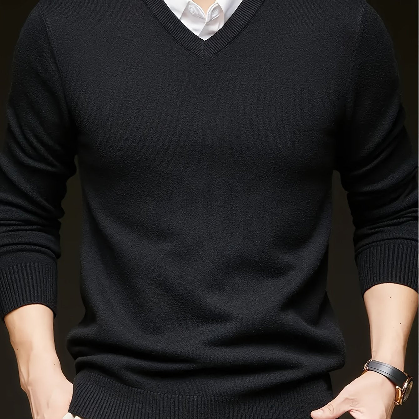 Woolen Sweater Men's Casual Thin V-neck Sweater