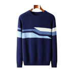 Autumn And Winter Round Neck Woolen Sweater Men's Contrasting Color Jacquard Inner Wear Sweater