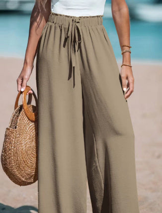 Women's Drawstring Loose Casual Wide-leg Trousers