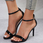 Women's Buckle Stiletto Open Toe Sandals