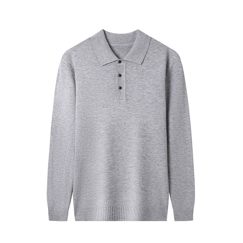 Men's Sweater Polo Collar Solid Color Fashion Ordinary