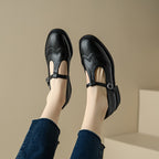 Retro Round Head T Shape Mary Jane Shoes Women