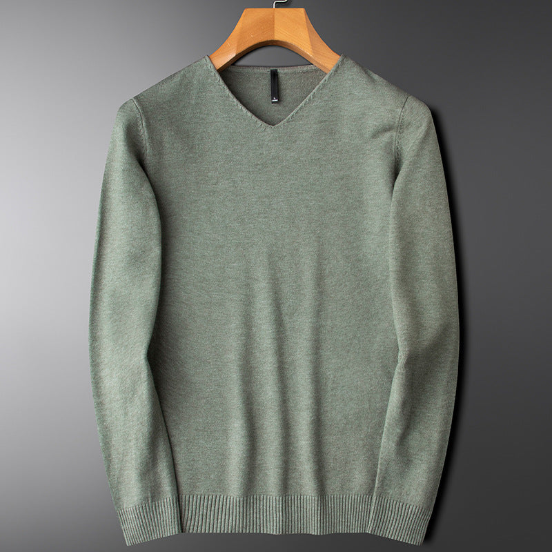 Warm V-neck Sweater Men's Slim Fit Thickened Light Business