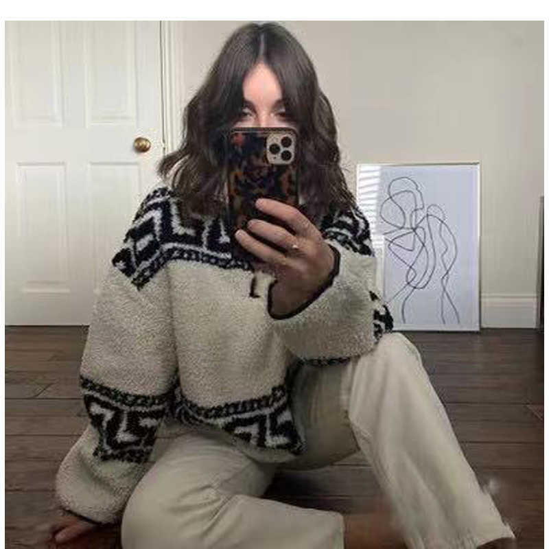 Short Zipper Polo Large Lapel Lamb Wool Loose Woolen Coat