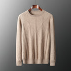 Autumn And Winter New Round Neck Diamond Lattice Twisted Cashmere Men's Sweater