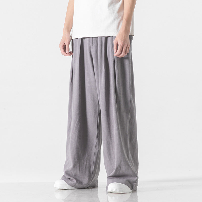 Linen Pants Men's Straight Casual Trousers