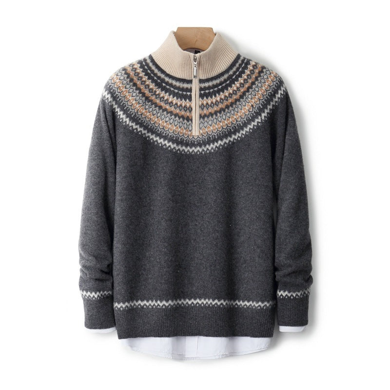 Autumn And Winter Thickening Sweater Stand Collar Outer Wear Casual Bottoming Shirt