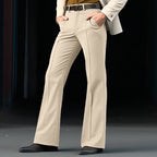Men's Formal Wear Twill Stretch Slim Solid Color Bell-bottom Pants