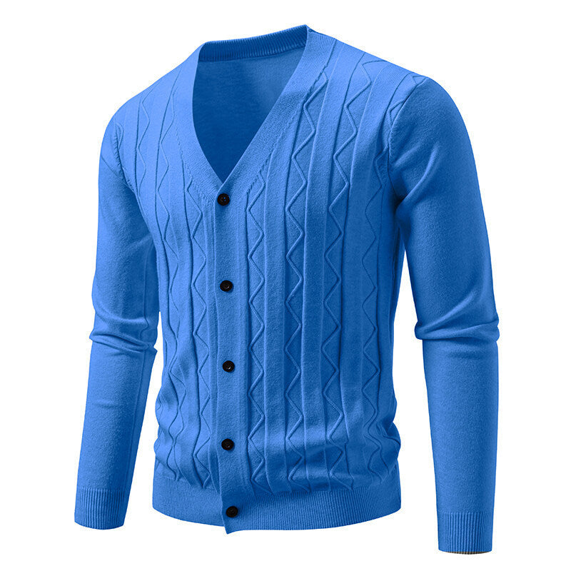 Men's Brocade Sweater Korean Style Trendy Casual Loose And Handsome V-neck Knitted Cardigan Coat