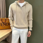 Solid Color Men's Half Zipper Hooded Sweater