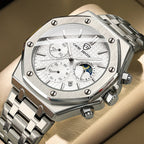 Waterproof High-grade Three Eyes And Six Needles Multi-functional Moon Phase Men's Steel Strap Watch