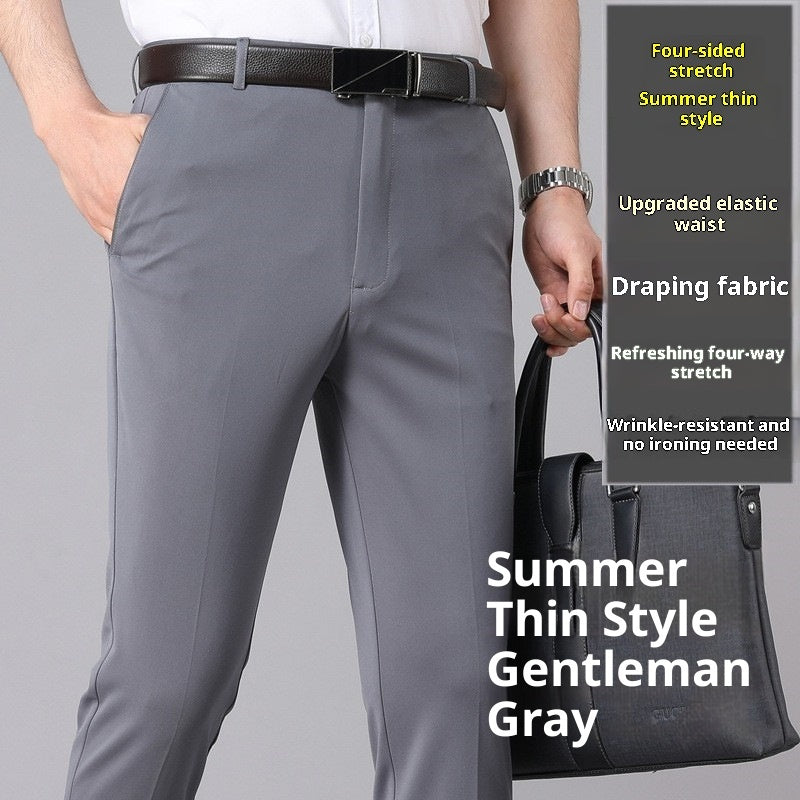 Middle-aged Loose Straight Suit Pants Man
