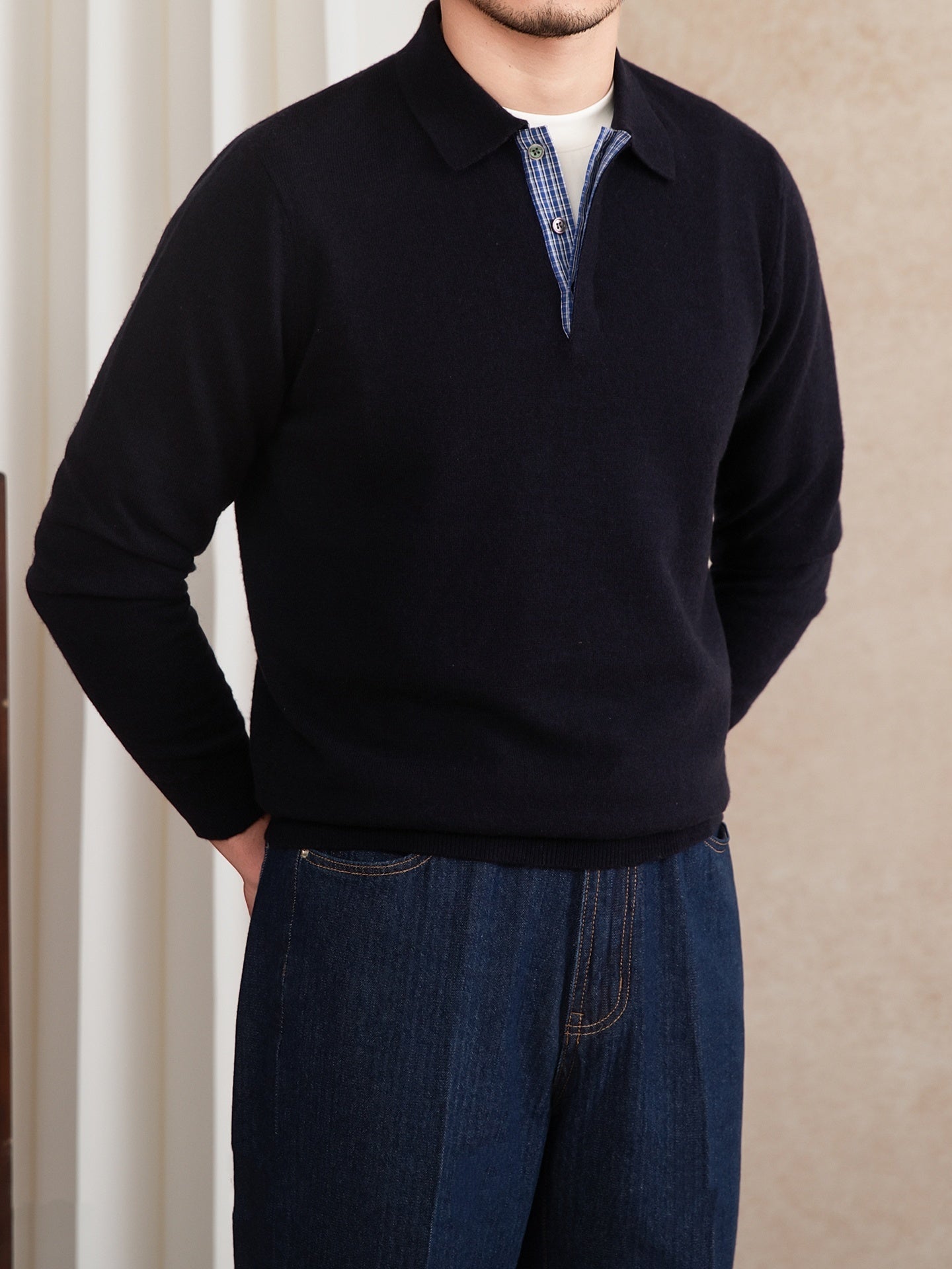 Slim-fit Lapel Polo Shirt Wool Knitted T-shirt