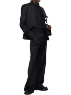 Men's Black Classic Blazer & Wide Leg Pants Set