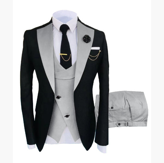 Men's Slim Fit Business Vest Coat Trousers Suit