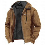 Winter Hooded Coat With Pockets Fashion Warm Fleece Zip-up Jacket Casual Outwear Men's Clothing