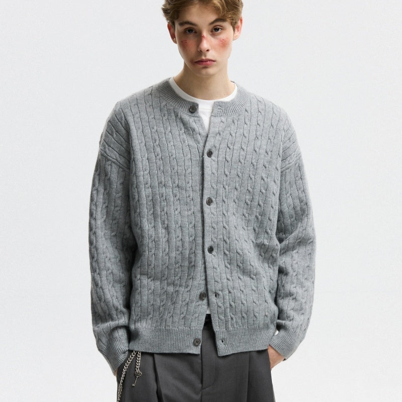 Twisted Solid Color Sweater Cardigan For Men And Women, American Style For Autumn And Winter