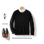 Autumn And Winter New Men's Round Neck Sweater Pullover Solid Color Jacquard Casual Business Sweater