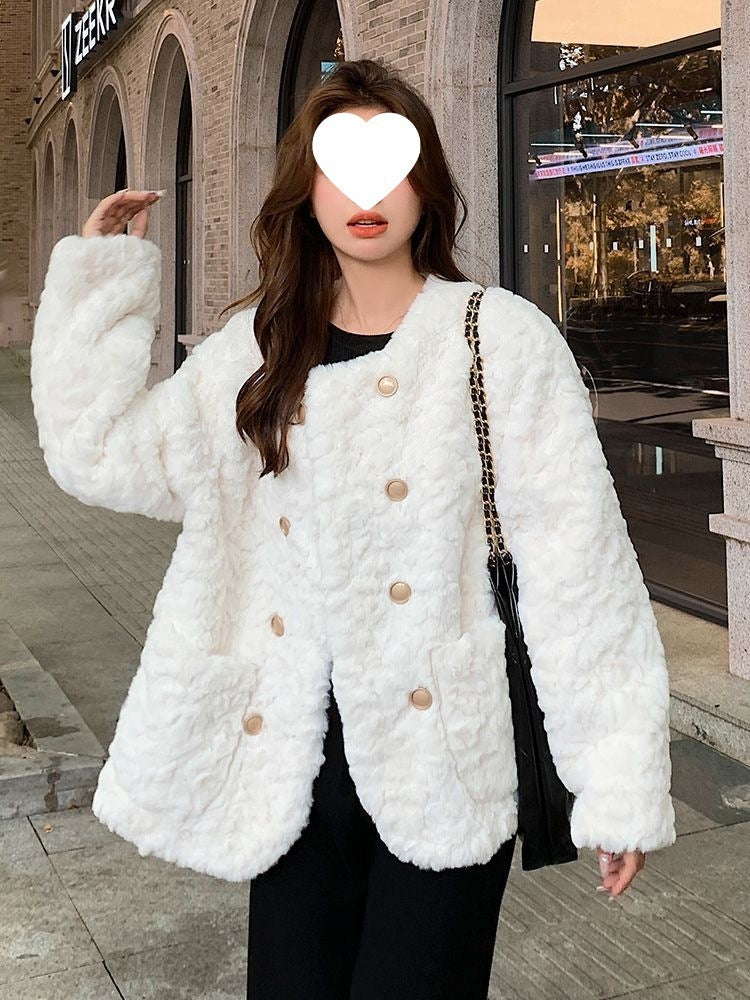 Casual Lamb Wool Coat For Women