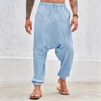 Summer Breathable Cuffed Pants Beach Straight-leg Pants Solid Color
