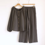 Women's Loose Long-sleeve Long Pants Casual Comfortable Simple Pajama Set