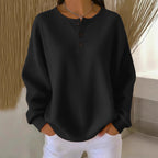 Fashion Round Neck Waffle Solid Color Pullover Loose Top