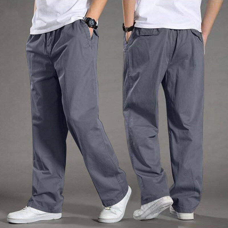 Men's Overalls Cotton Loose Casual Pants Straight Trousers