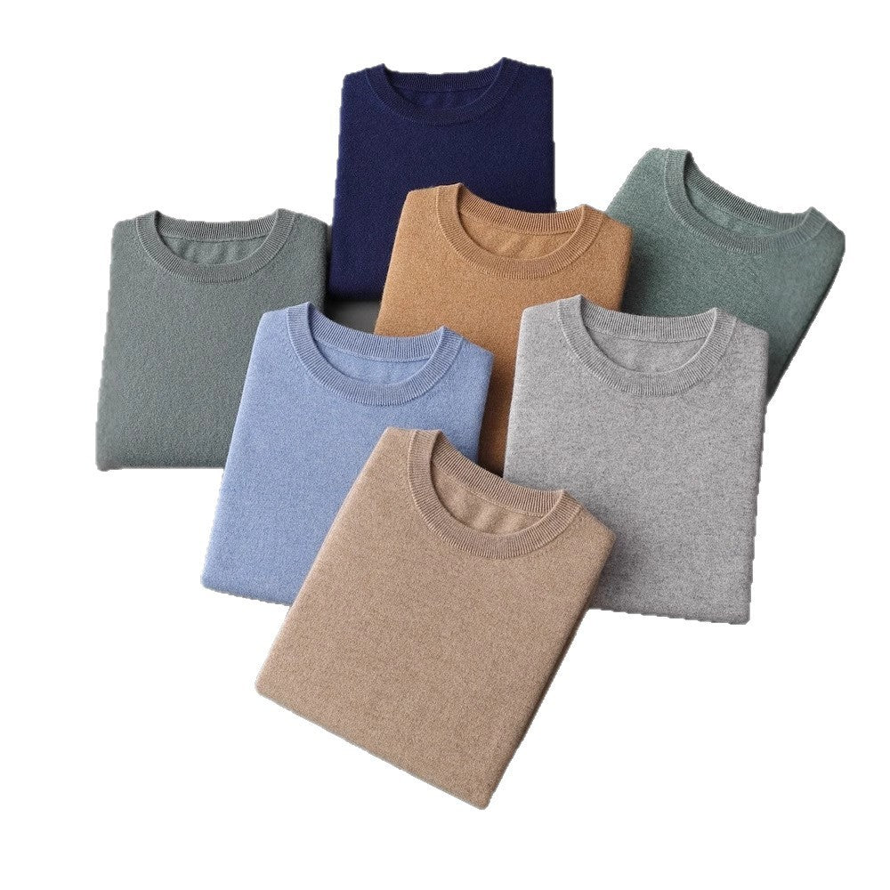 Autumn And Winter Front Line Ready-made Garments Round Neck Short Sleeve Men's Cashmere Sweater
