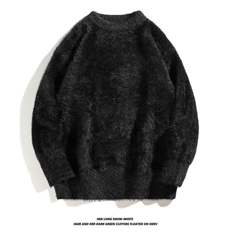 Autumn Solid Color Faux Mink Knit Sweater