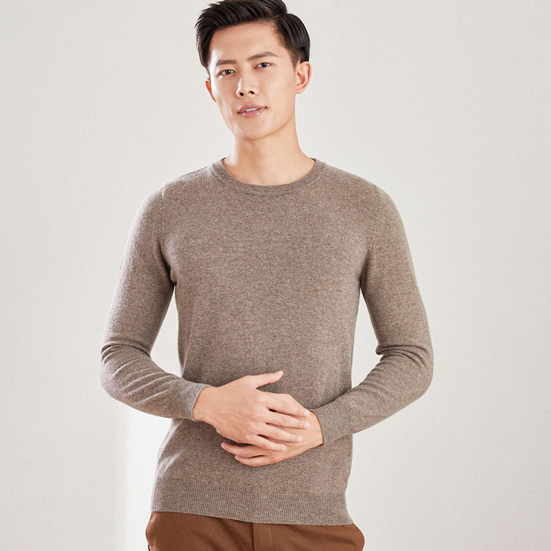 Men's Solid Color Round Neck V-neck Wool Sweater Knitted