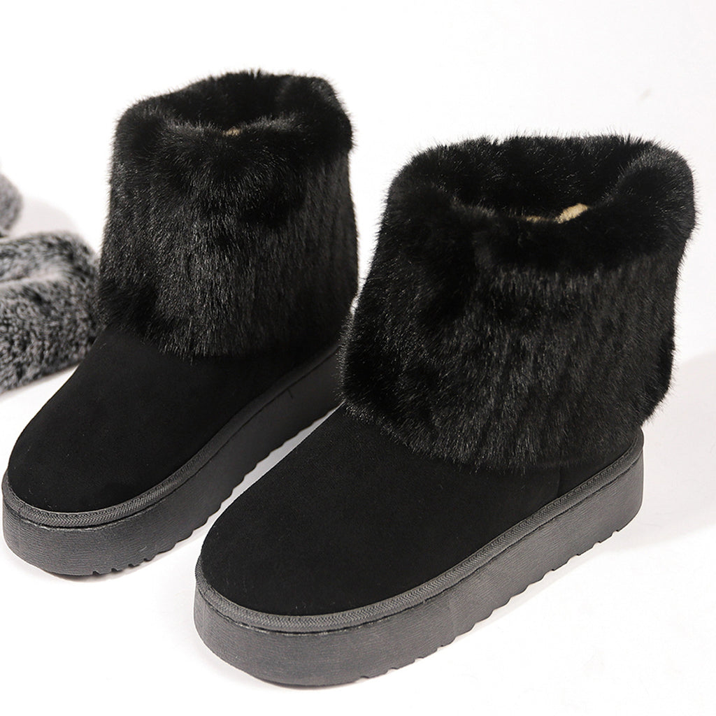 Autumn And Winter Leisure Thick-soled Round Toe Furry Trousers Boots