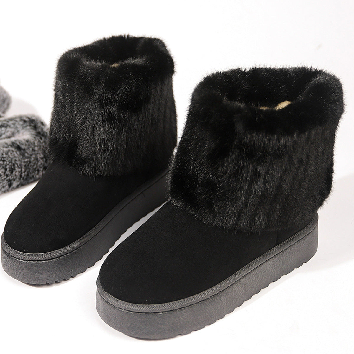 Autumn And Winter Leisure Thick-soled Round Toe Furry Trousers Boots