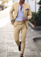 Men's Suit Solid Color Two-piece Suit