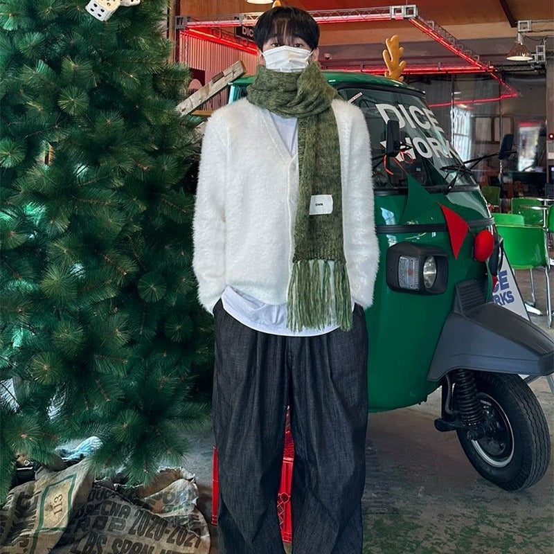 Mohair American Retro V-neck Sweater Coat