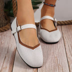 Flat Flying Woven Square Toe Low-cut Shoes