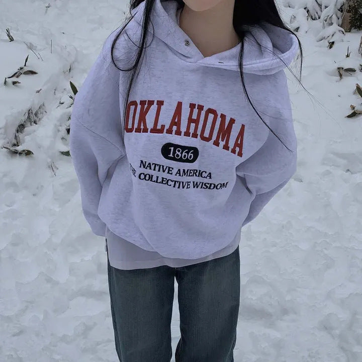 Dongdaemun Special Letter Embroidered Velvet Padded Thickened Sweater