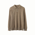 Pure Cashmere Men's Polo Collar Pullover Short Sweater