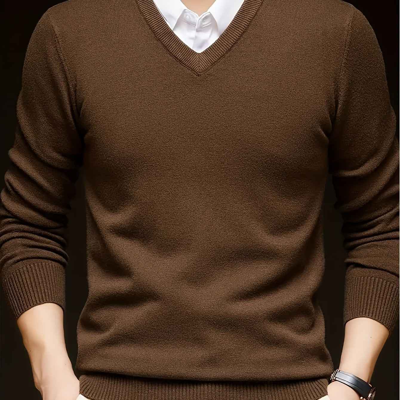 Woolen Sweater Men's Casual Thin V-neck Sweater