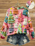 Women's Pullover Christmas Pattern Round Neck Sweatshirt