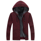 Solid Color With Fur Thickening Cardigan Cotton Knitwear Youth Coat Hooded