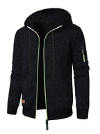 Men's Sports Fitness Casual Jacquard Sweater Hooded Coat