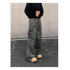 American Vintage Crumpled Multi-pocket Washed Camouflage Cargo Pants