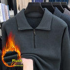 Men's Lapel Zipper Sweater Thickened Middle-aged Leisure
