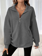 Autumn And Winter Loose Long Sleeve Half Zipper Sweater