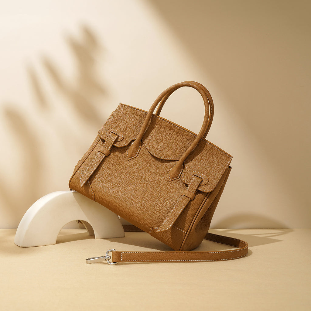 Top Layer Cowhide Handbag Large Capacity Kelly